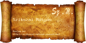 Szikszai Mátyás névjegykártya