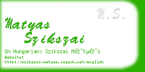 matyas szikszai business card